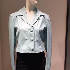 New Valentino aqua leather blazer